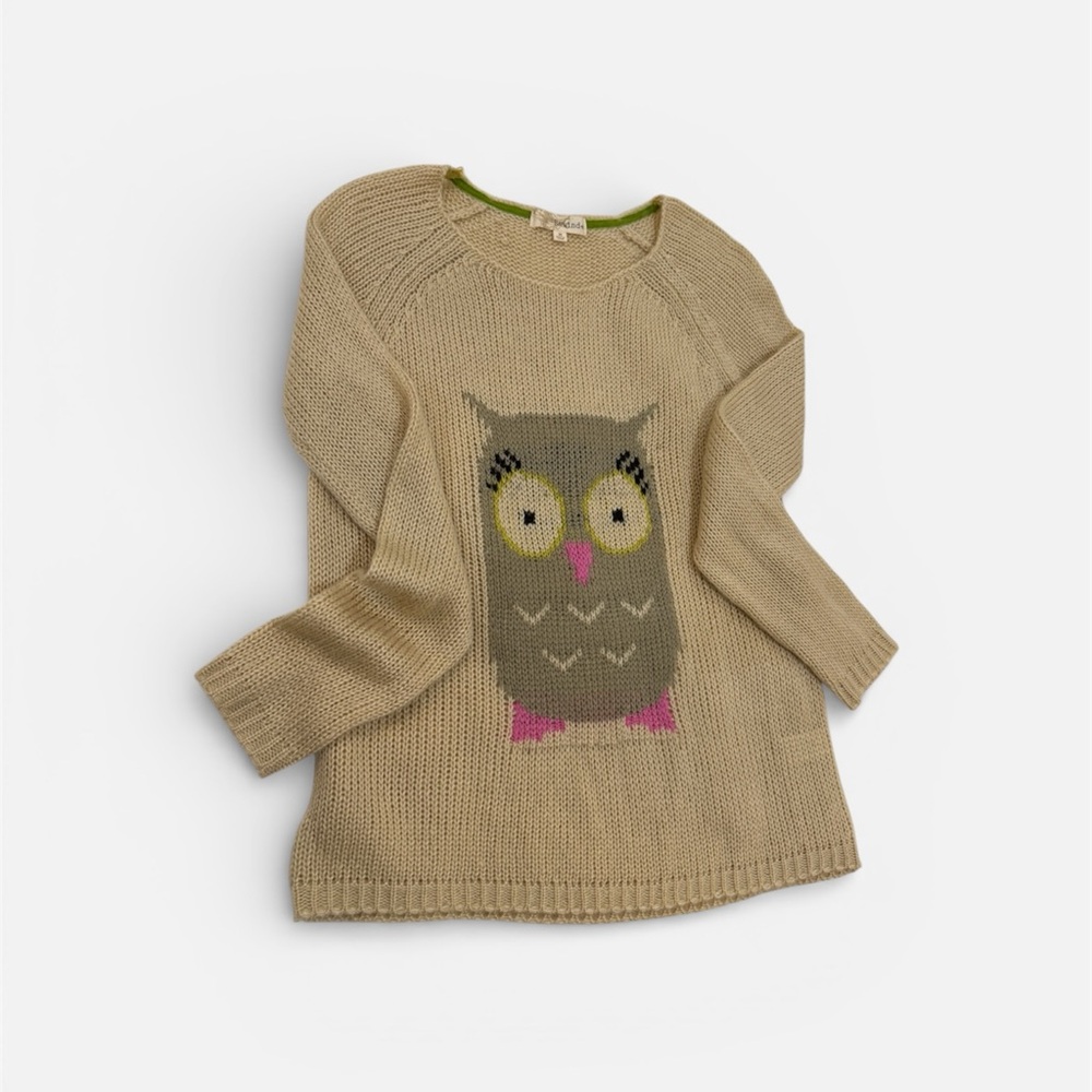 Rewind Beige Owl Sweater